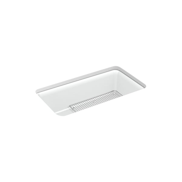 33-1/2x18-5/16x10-1/8 Neoroc Undermnt Sgl-Bowl Kitchen Sink W/ Rack